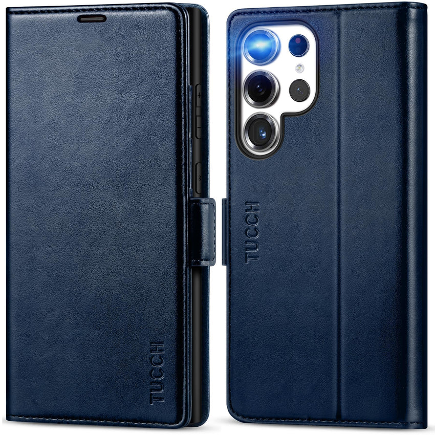 Galaxy S25 Ultra, Kickstand [RFID Blocking] Card Holder, Folio Magnetic PU Leather [TPU Shockproof Interior Case] Protective Folio Cover Compatible with Galaxy S25 Ultra, Black - 7DAY'S