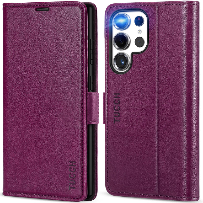Galaxy S25 Ultra, Kickstand [RFID Blocking] Card Holder, Folio Magnetic PU Leather [TPU Shockproof Interior Case] Protective Folio Cover Compatible with Galaxy S25 Ultra, Black - 7DAY'S