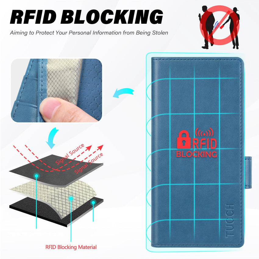 Galaxy Z Fold6 Wallet Case with S Pen Holder, PU Leather Flip Folio, Card Slots, RFID Blocking, Kickstand, Phone Cover for Galaxy Z Fold 6 2024 - Black - 7DAY'S