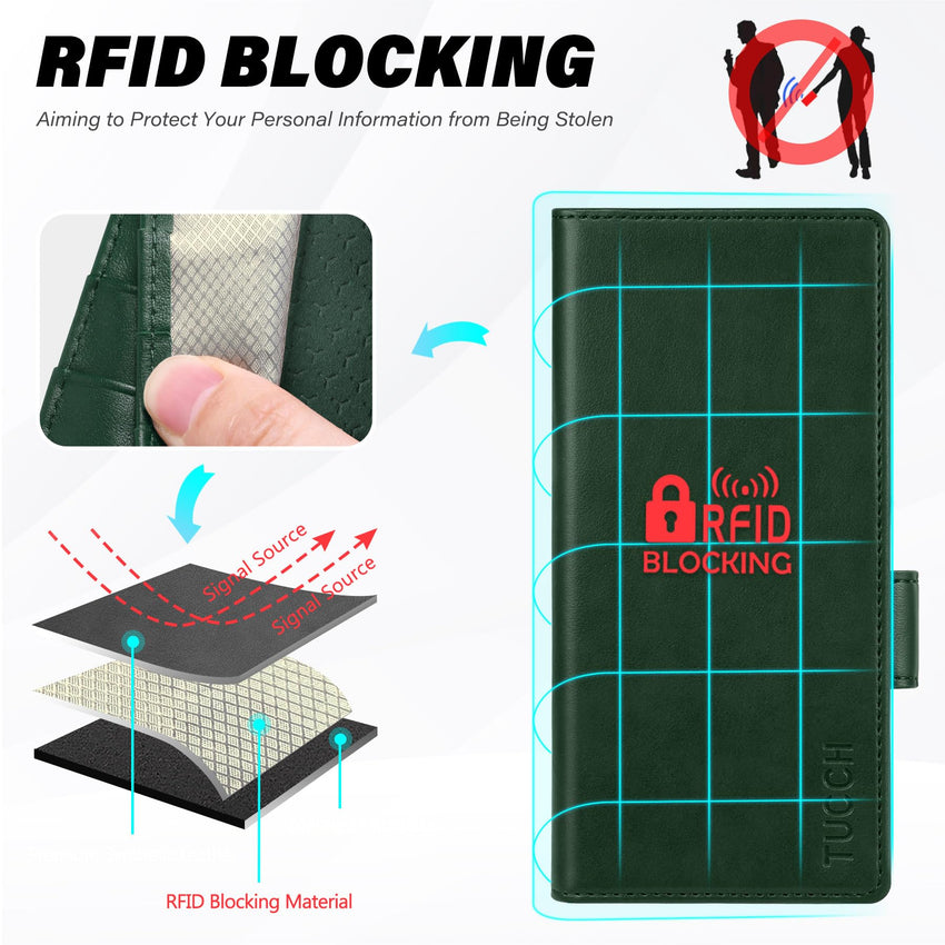 Galaxy Z Fold6 Wallet Case with S Pen Holder, PU Leather Flip Folio, Card Slots, RFID Blocking, Kickstand, Phone Cover for Galaxy Z Fold 6 2024 - Black - 7DAY'S