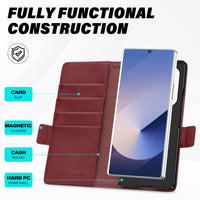 Galaxy Z Fold6 Wallet Case with S Pen Holder, PU Leather Flip Folio, Card Slots, RFID Blocking, Kickstand, Phone Cover for Galaxy Z Fold 6 2024 - Black - 7DAY'S