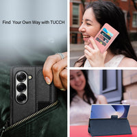 Galaxy Z Fold6 Wallet Case with S Pen Holder, PU Leather Flip Folio, Card Slots, RFID Blocking, Kickstand, Phone Cover for Galaxy Z Fold 6 2024 - Black - 7DAY'S