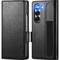 Galaxy Z Fold6 Wallet Case with S Pen Holder, PU Leather Flip Folio, Card Slots, RFID Blocking, Kickstand, Phone Cover for Galaxy Z Fold 6 2024 - Black - 7DAY'S