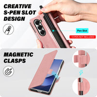 Galaxy Z Fold6 Wallet Case with S Pen Holder, PU Leather Flip Folio, Card Slots, RFID Blocking, Kickstand, Phone Cover for Galaxy Z Fold 6 2024 - Black - 7DAY'S