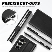 Galaxy Z Fold6 Wallet Case with S Pen Holder, PU Leather Flip Folio, Card Slots, RFID Blocking, Kickstand, Phone Cover for Galaxy Z Fold 6 2024 - Black - 7DAY'S