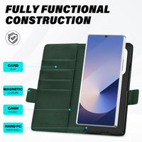 Galaxy Z Fold6 Wallet Case with S Pen Holder, PU Leather Flip Folio, Card Slots, RFID Blocking, Kickstand, Phone Cover for Galaxy Z Fold 6 2024 - Black - 7DAY'S