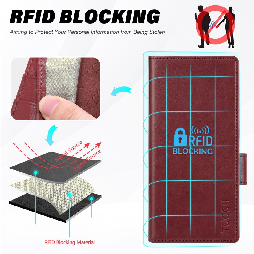 Galaxy Z Fold6 Wallet Case with S Pen Holder, PU Leather Flip Folio, Card Slots, RFID Blocking, Kickstand, Phone Cover for Galaxy Z Fold 6 2024 - Black - 7DAY'S