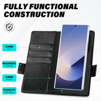 Galaxy Z Fold6 Wallet Case with S Pen Holder, PU Leather Flip Folio, Card Slots, RFID Blocking, Kickstand, Phone Cover for Galaxy Z Fold 6 2024 - Black - 7DAY'S