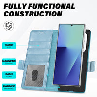 Galaxy Z Fold7 2025, PU Leather Folio Cover with Kickstand RFID Blocking [4 Card Slots] Magnetic Shock - Absorbent PC Shell Compatible with Galaxy Z Fold 7 (8.0") 5G, Black - 7DAY'S