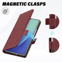 Galaxy Z Fold7 2025, PU Leather Folio Cover with Kickstand RFID Blocking [4 Card Slots] Magnetic Shock - Absorbent PC Shell Compatible with Galaxy Z Fold 7 (8.0") 5G, Black - 7DAY'S