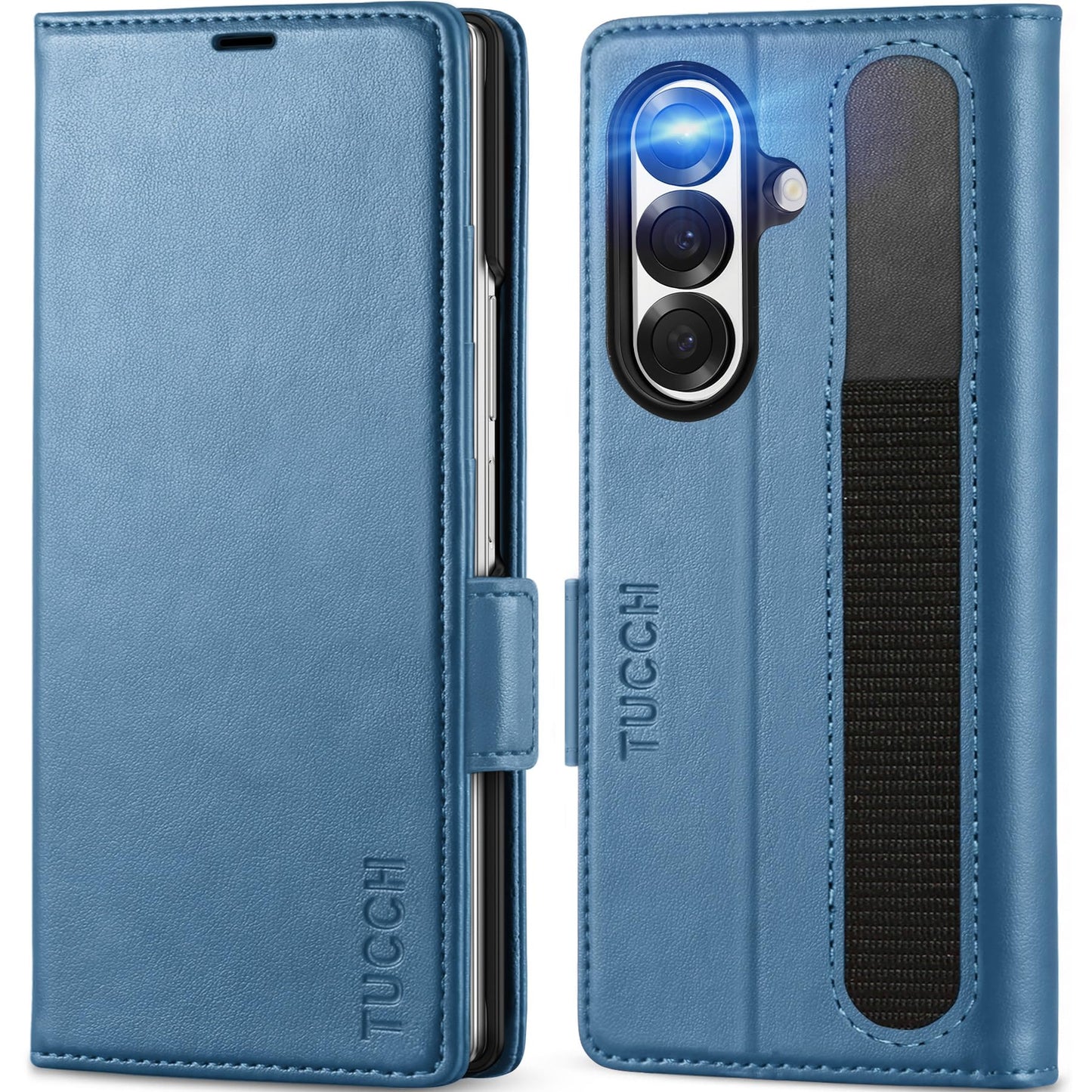 Galaxy Z Fold7 2025, PU Leather Folio Cover with Kickstand RFID Blocking [4 Card Slots] Magnetic Shock - Absorbent PC Shell Compatible with Galaxy Z Fold 7 (8.0") 5G, Black - 7DAY'S