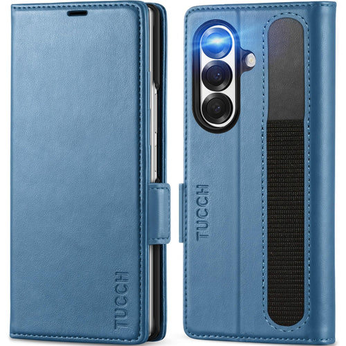 Galaxy Z Fold7 2025, PU Leather Folio Cover with Kickstand RFID Blocking [4 Card Slots] Magnetic Shock - Absorbent PC Shell Compatible with Galaxy Z Fold 7 (8.0") 5G, Black - 7DAY'S