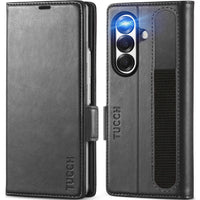Galaxy Z Fold7 2025, PU Leather Folio Cover with Kickstand RFID Blocking [4 Card Slots] Magnetic Shock - Absorbent PC Shell Compatible with Galaxy Z Fold 7 (8.0") 5G, Black - 7DAY'S