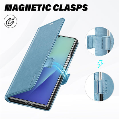 Galaxy Z Fold7 2025, PU Leather Folio Cover with Kickstand RFID Blocking [4 Card Slots] Magnetic Shock - Absorbent PC Shell Compatible with Galaxy Z Fold 7 (8.0") 5G, Black - 7DAY'S