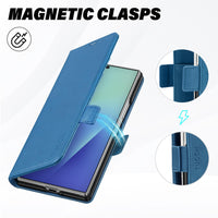 Galaxy Z Fold7 2025, PU Leather Folio Cover with Kickstand RFID Blocking [4 Card Slots] Magnetic Shock - Absorbent PC Shell Compatible with Galaxy Z Fold 7 (8.0") 5G, Black - 7DAY'S