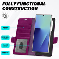 Galaxy Z Fold7 2025, PU Leather Folio Cover with Kickstand RFID Blocking [4 Card Slots] Magnetic Shock - Absorbent PC Shell Compatible with Galaxy Z Fold 7 (8.0") 5G, Black - 7DAY'S