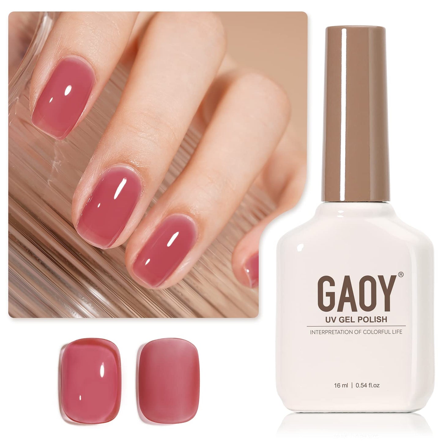 GAOY Sheer Light Pink Gel Nail Polish, 16ml Jelly Milky White Peach Translucent Color 1352 UV Light Cure Gel Polish for Nail Art DIY Manicure and Pedicure at Home - 7DAY'S