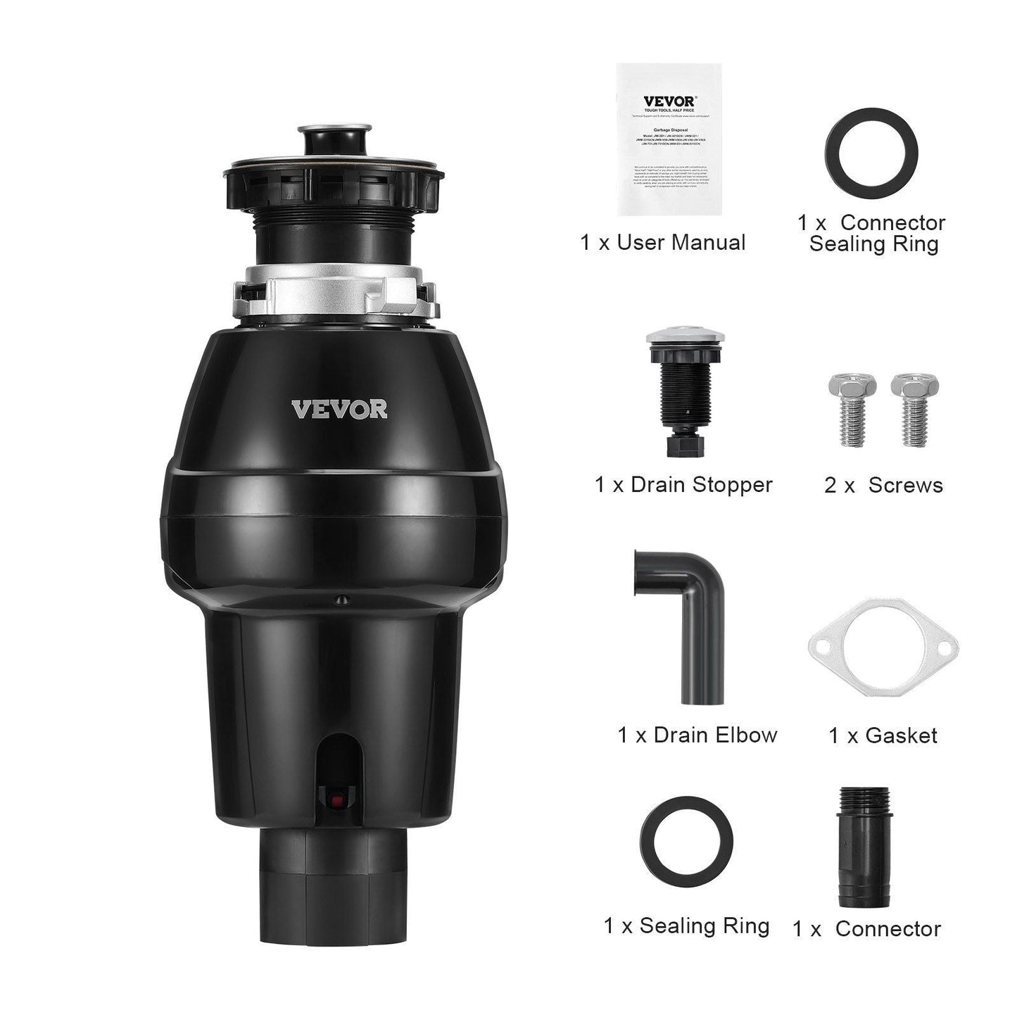 Garbage Disposal 3/4 HP Continuous Food Waste Disposer 3250RPM EZ Connect Corded - 7DAY'S