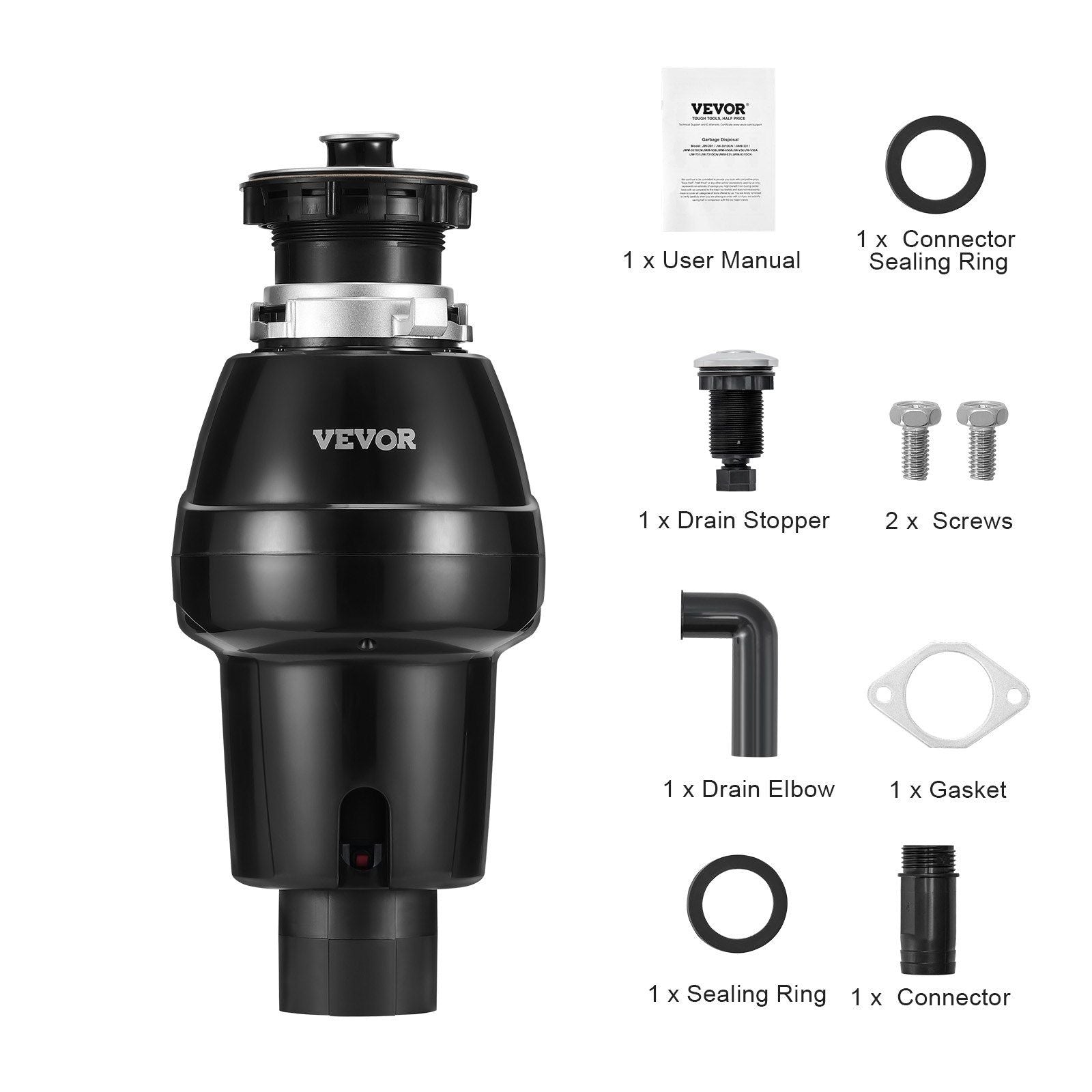 Garbage Disposal 3/4 HP Continuous Food Waste Disposer 3250RPM EZ Connect Corded - 7DAY'S
