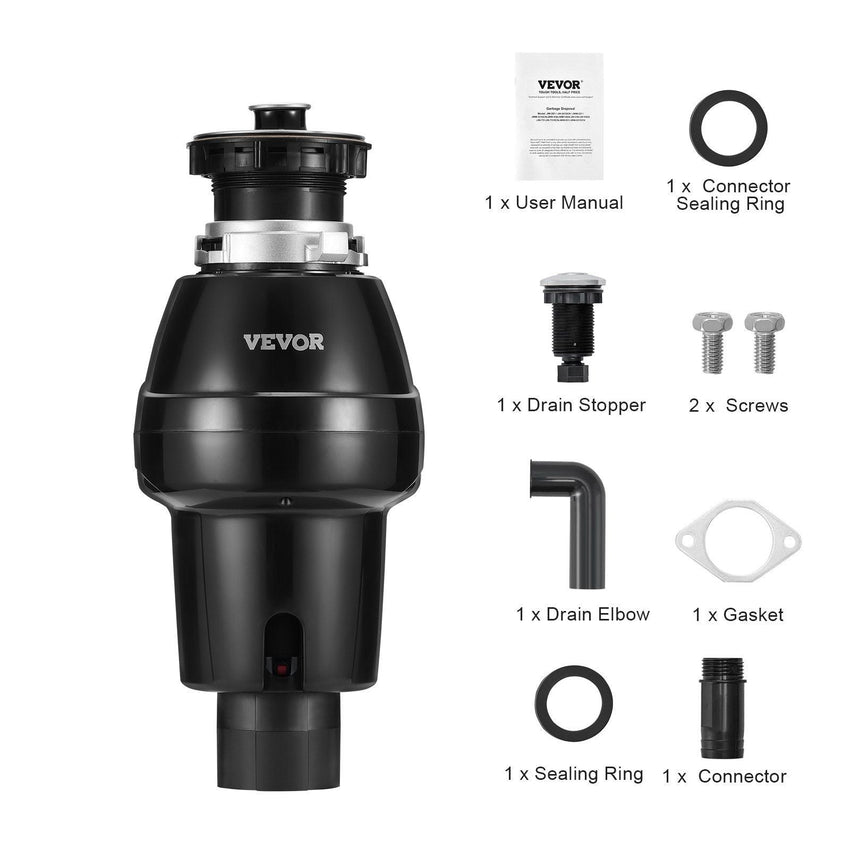 Garbage Disposal 3/4 HP Continuous Food Waste Disposer 3250RPM EZ Connect Corded - 7DAY'S