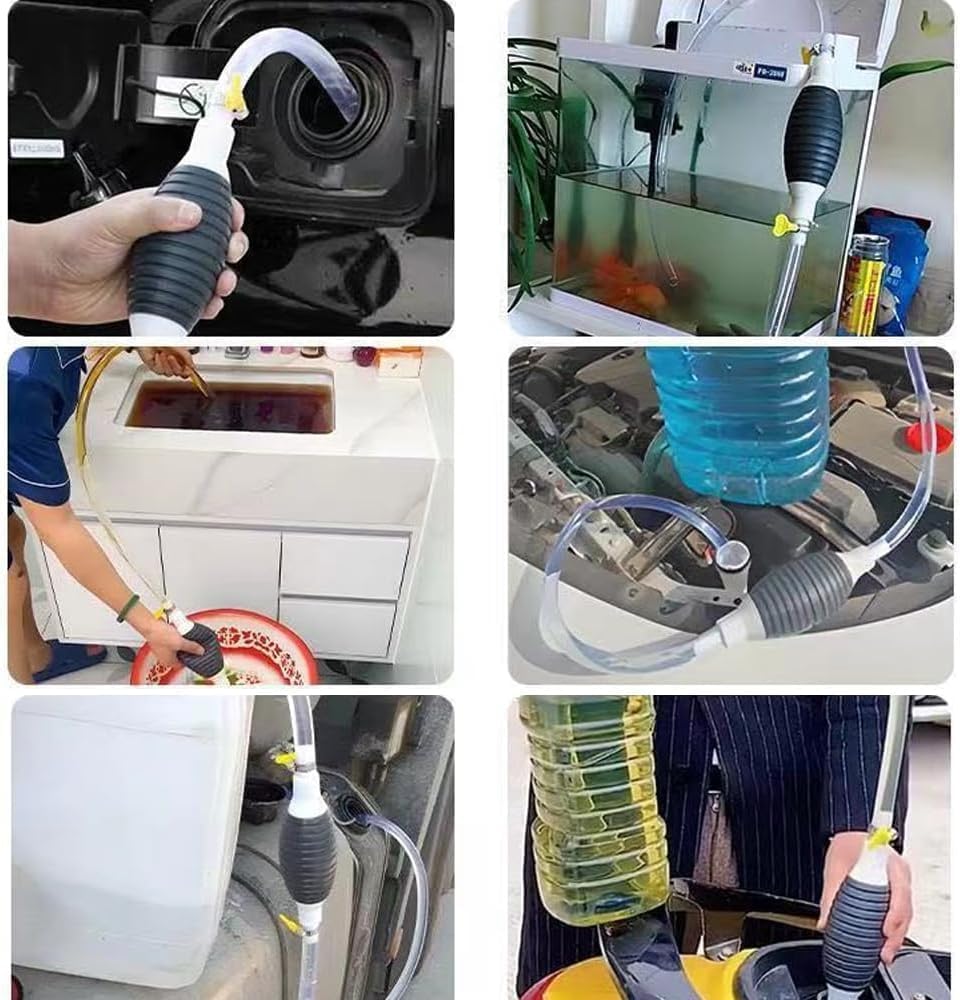 Gas Syphon Hand Pump with Long Hose,Gas Siphon Pump for Gasoline,Fuel Siphon Hose with Ball,Multifunction Liquid Sucker,Liquid Fuel Transfer Siphon Pump Oil Pump,Fuel Transfer Pump Manual,Siphon Pump - 7DAY'S
