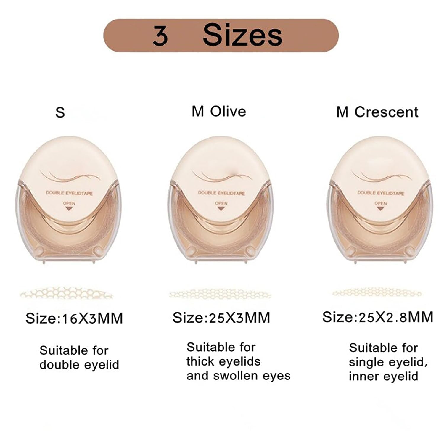 Generalizy Eyelid Tape,Satvee Waterproof Double Eyelid Tapes,Invisible Eye Lifting Strips,Satvee Lids Lift Strips,Satvee Waterproof Double Eyelid Tapes,Double Eyelid Tape Invisible (M/Crescent) - 7DAY'S
