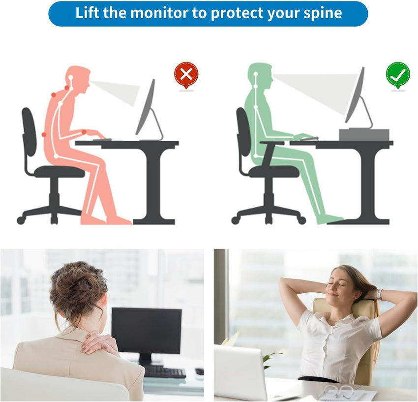 gianotter Computer Monitor Stand Riser, Desk Organizers and Accessories with Drawer, Office Desk Accessories & Workspace Desktop Organizers Storage for Classroom Office Supplies (Black) - 7DAY'S
