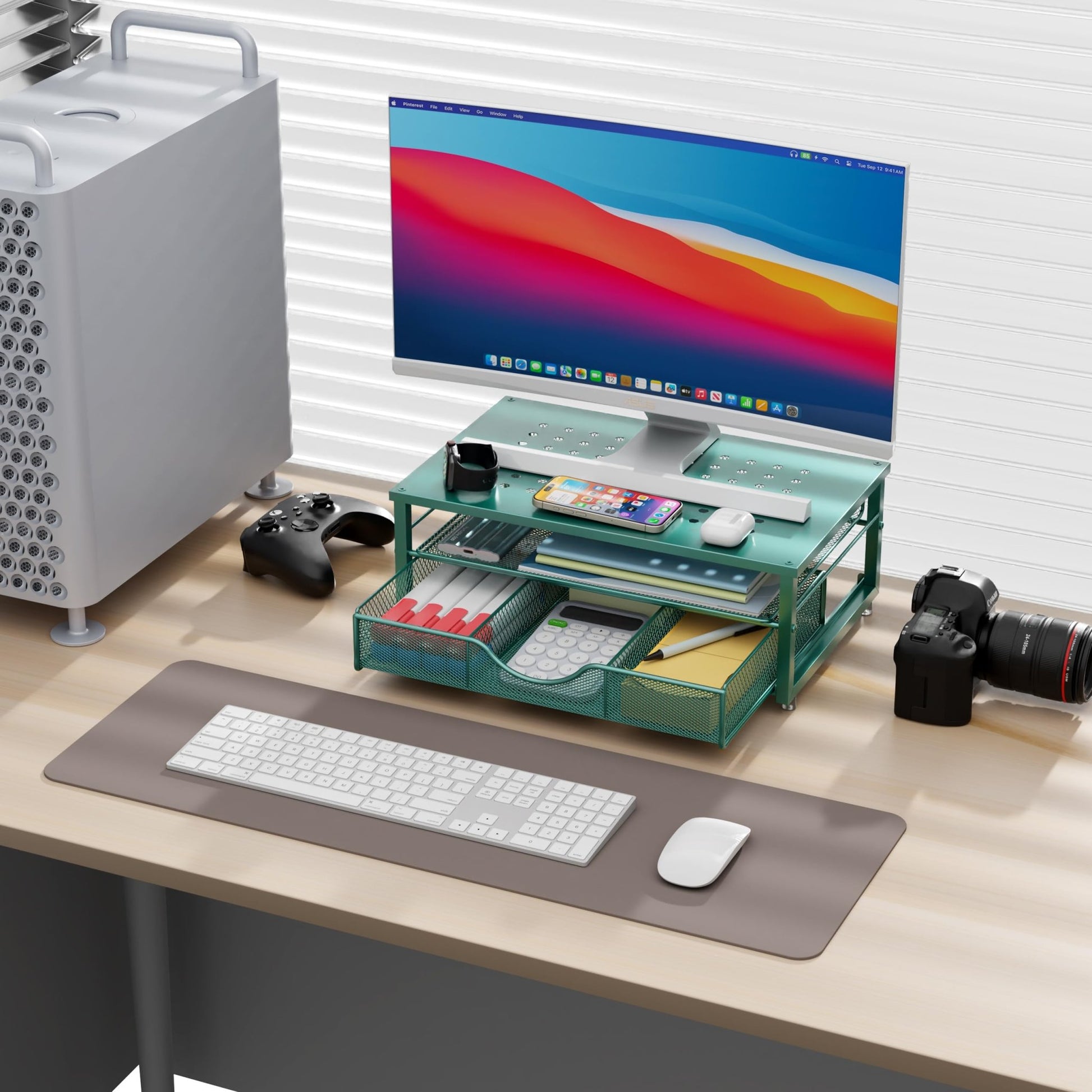 gianotter Computer Monitor Stand Riser, Desk Organizers and Accessories with Drawer, Office Desk Accessories & Workspace Desktop Organizers Storage for Classroom Office Supplies (Black) - 7DAY'S