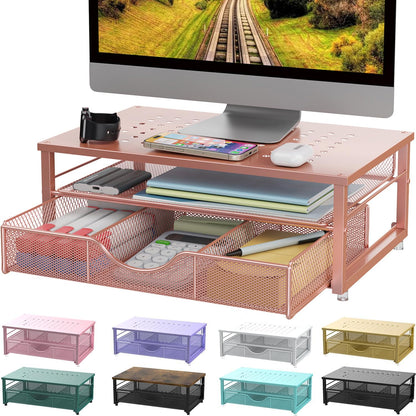 gianotter Computer Monitor Stand Riser, Desk Organizers and Accessories with Drawer, Office Desk Accessories & Workspace Desktop Organizers Storage for Classroom Office Supplies (Black) - 7DAY'S
