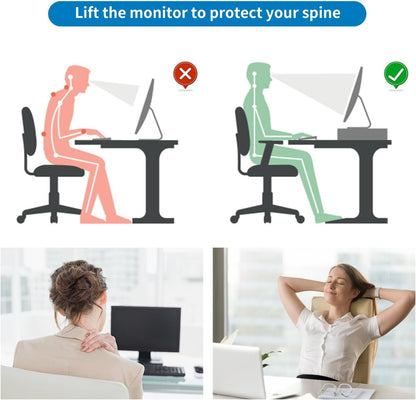 gianotter Computer Monitor Stand Riser, Desk Organizers and Accessories with Drawer, Office Desk Accessories & Workspace Desktop Organizers Storage for Classroom Office Supplies (Black) - 7DAY'S