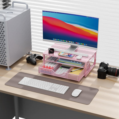 gianotter Computer Monitor Stand Riser, Desk Organizers and Accessories with Drawer, Office Desk Accessories & Workspace Desktop Organizers Storage for Classroom Office Supplies (Black) - 7DAY'S