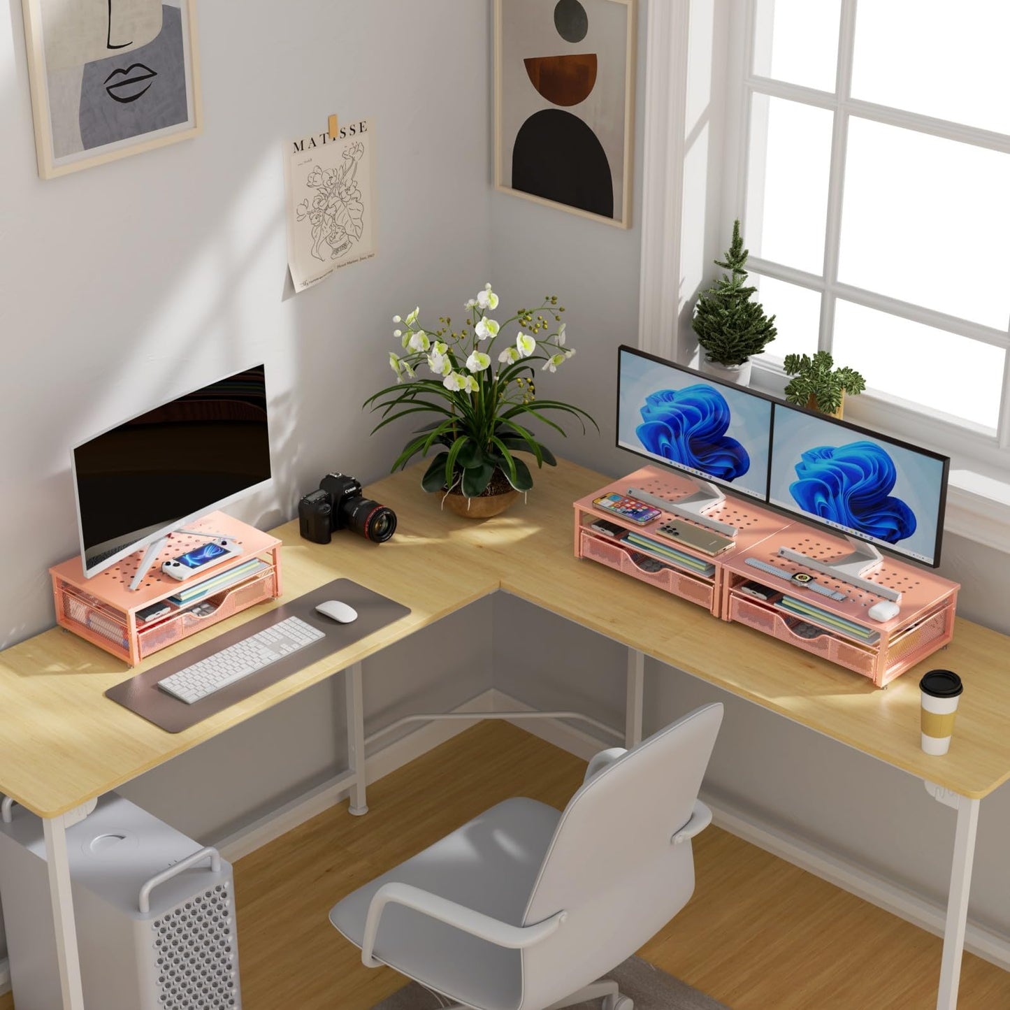 gianotter Computer Monitor Stand Riser, Desk Organizers and Accessories with Drawer, Office Desk Accessories & Workspace Desktop Organizers Storage for Classroom Office Supplies (Black) - 7DAY'S