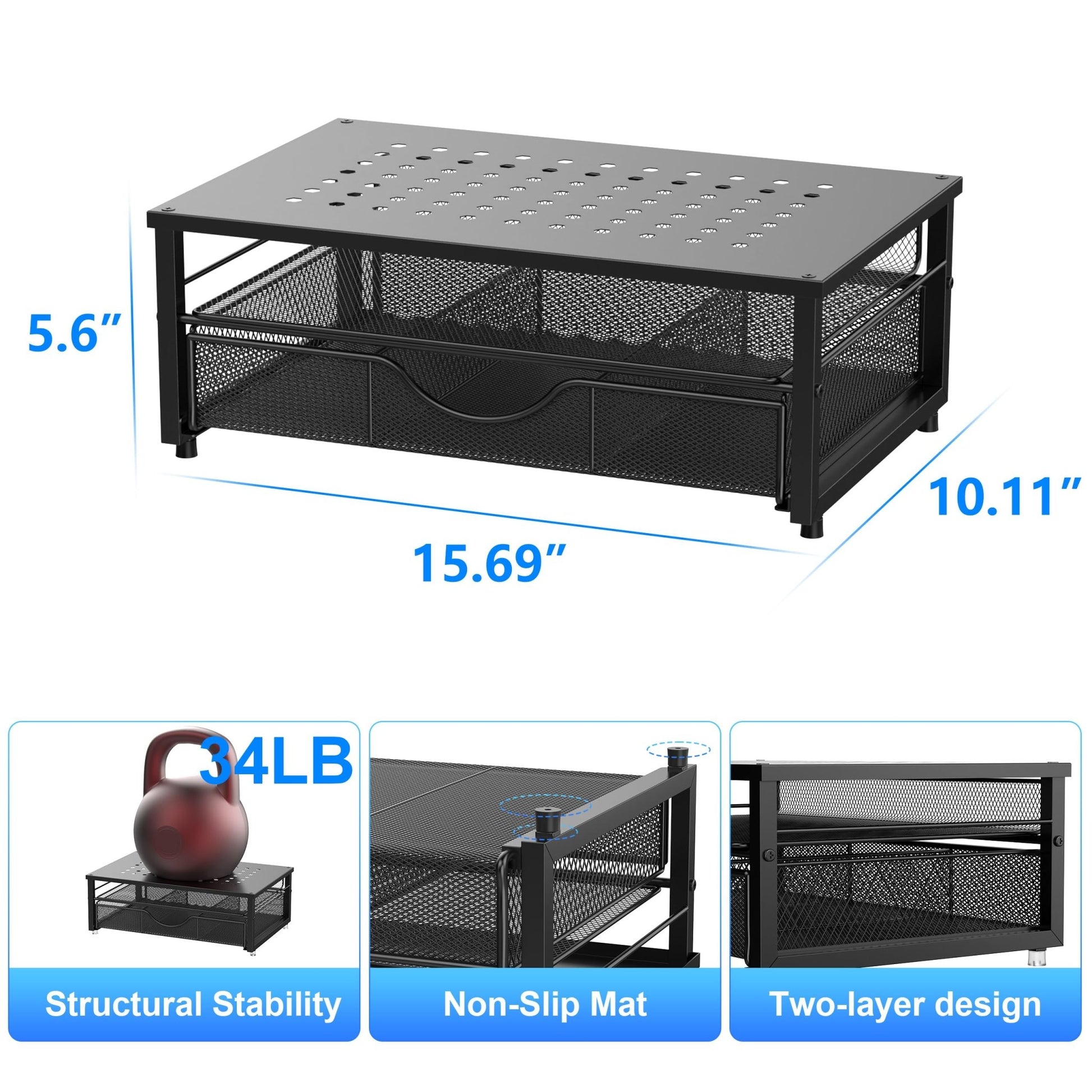 gianotter Computer Monitor Stand Riser, Desk Organizers and Accessories with Drawer, Office Desk Accessories & Workspace Desktop Organizers Storage for Classroom Office Supplies (Black) - 7DAY'S