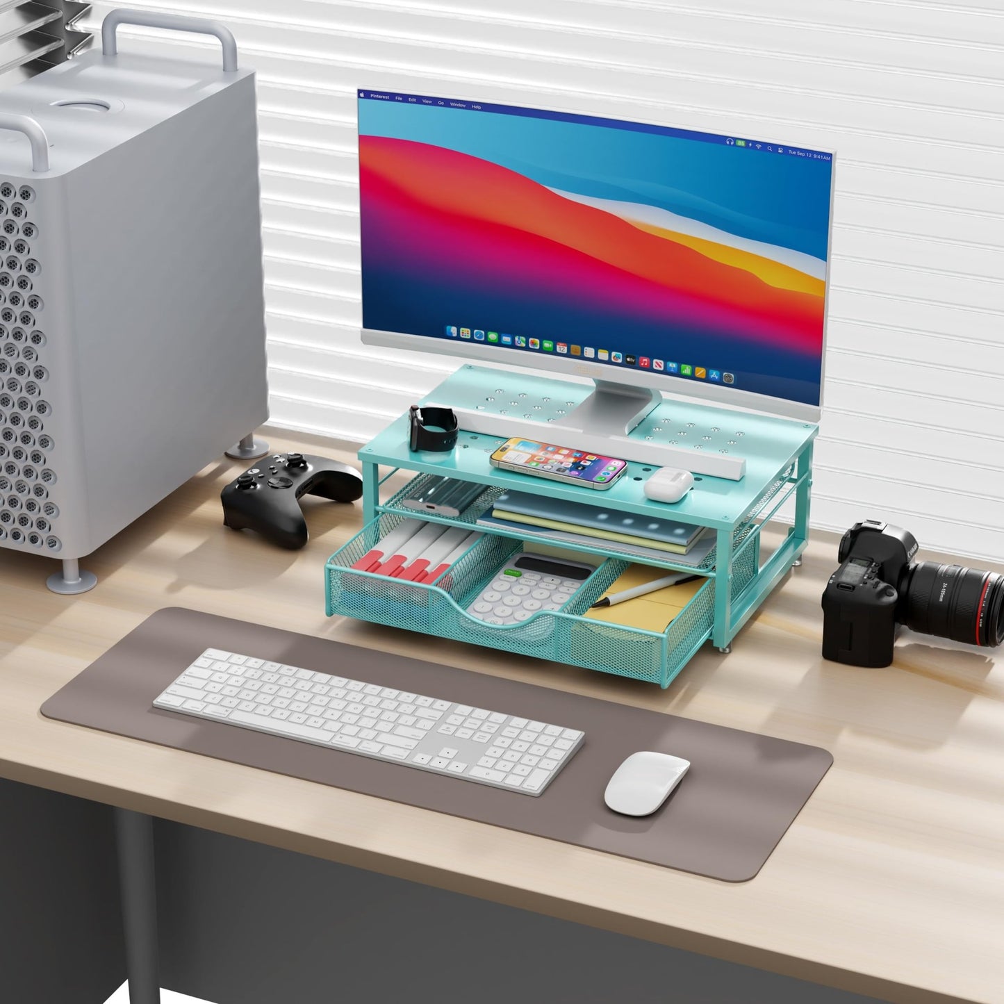 gianotter Computer Monitor Stand Riser, Desk Organizers and Accessories with Drawer, Office Desk Accessories & Workspace Desktop Organizers Storage for Classroom Office Supplies (Black) - 7DAY'S