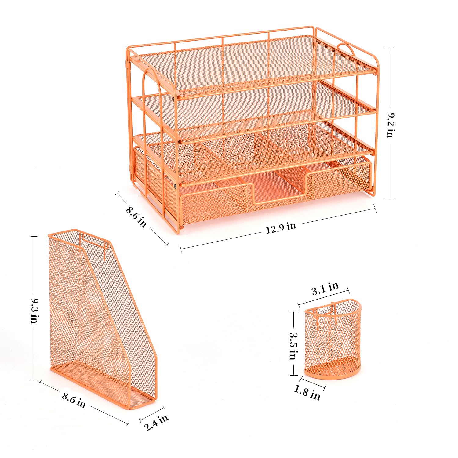 gianotter Desk Organizers and Accessories with File Holder, 4 - Tier Desk Accessories & Workspace Organizers with Drawer and 2 Pen Holder, Paper Organizer for Office Supplies (Rose Gold) - 7DAY'S