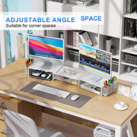 gianotter Dual Monitor Stand Riser, Desk Organizer With Drawer and 2 Pen Holders, Computer Monitor Stand, Desk Shelf for Top of Desk, Balck - 7DAY'S