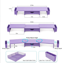 gianotter Dual Monitor Stand Riser, Desk Organizer With Drawer and 2 Pen Holders, Computer Monitor Stand, Desk Shelf for Top of Desk, Balck - 7DAY'S