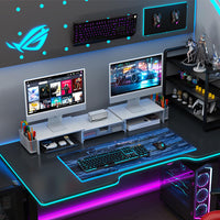 gianotter Dual Monitor Stand Riser, Desk Organizer With Drawer and 2 Pen Holders, Computer Monitor Stand, Desk Shelf for Top of Desk, Balck - 7DAY'S