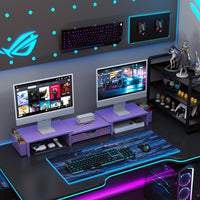 gianotter Dual Monitor Stand Riser, Desk Organizer With Drawer and 2 Pen Holders, Computer Monitor Stand, Desk Shelf for Top of Desk, Balck - 7DAY'S