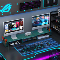 gianotter Dual Monitor Stand Riser, Desk Organizer With Drawer and 2 Pen Holders, Computer Monitor Stand, Desk Shelf for Top of Desk, Balck - 7DAY'S