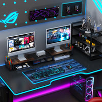 gianotter Dual Monitor Stand Riser, Desk Organizer With Drawer and 2 Pen Holders, Computer Monitor Stand, Desk Shelf for Top of Desk, Balck - 7DAY'S