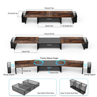 gianotter Dual Monitor Stand Riser, Desk Organizer With Drawer and 2 Pen Holders, Computer Monitor Stand, Desk Shelf for Top of Desk, Balck - 7DAY'S