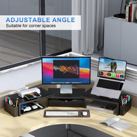 gianotter Dual Monitor Stand Riser, Desk Organizer With Drawer and 2 Pen Holders, Computer Monitor Stand, Desk Shelf for Top of Desk, Balck - 7DAY'S