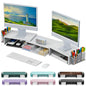 gianotter Dual Monitor Stand Riser, Desk Organizer With Drawer and 2 Pen Holders, Computer Monitor Stand, Desk Shelf for Top of Desk, Balck - 7DAY'S
