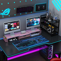 gianotter Dual Monitor Stand Riser, Desk Organizer With Drawer and 2 Pen Holders, Computer Monitor Stand, Desk Shelf for Top of Desk, Balck - 7DAY'S