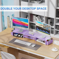 gianotter Dual Monitor Stand Riser, Desk Organizer With Drawer and 2 Pen Holders, Computer Monitor Stand, Desk Shelf for Top of Desk, Balck - 7DAY'S