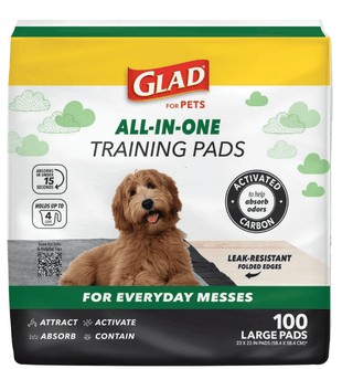 Glad Activated Charcoal Leak-Resistant Training Pads for Dogs, 23in x 23in, 100 Count