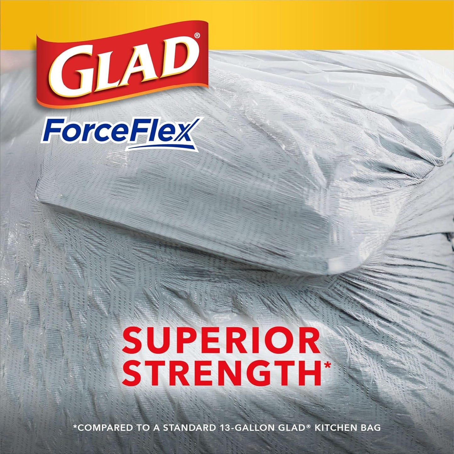 Glad ForceFlex Tall Kitchen Drawstring Trash Bags, 13 Gal, Gain Lemon Zest, 40 Ct (Package May Vary) - 7DAY'S