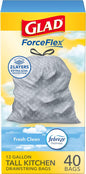 Glad ForceFlex Tall Kitchen Drawstring Trash Bags, 13 Gal, Gain Lemon Zest, 40 Ct (Package May Vary) - 7DAY'S