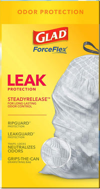 Glad ForceFlex Tall Kitchen Drawstring Trash Bags, 13 Gal, Gain Lemon Zest, 40 Ct (Package May Vary) - 7DAY'S